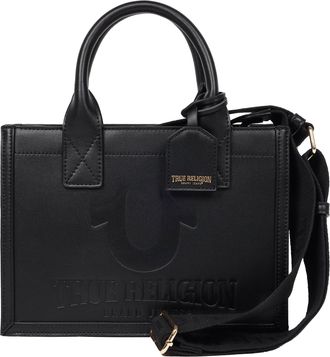 True Religion Debossed Logo Modern Tote with Removable Shoulder Strap