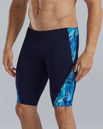 TYR Durafast Elite Mens Blue Crystalized Blade Splice Jammer Swimsuit SRT256
