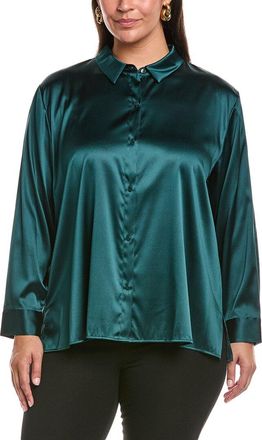 Eileen Fisher Eileen Fisher Plus Classic Collar Silk-Blend Shirt