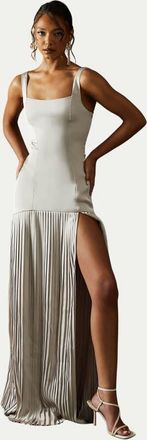 Misspap Premium Pleated Skirt Bridesmaid Dress in Champagne at Nordstrom, Size 4