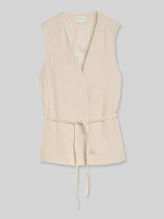 Tom Tailor Regular Fit Indoor-Weste aus Baumwolle-Leinen-Mix in Sand, Gr&ouml;&szlig;e 34