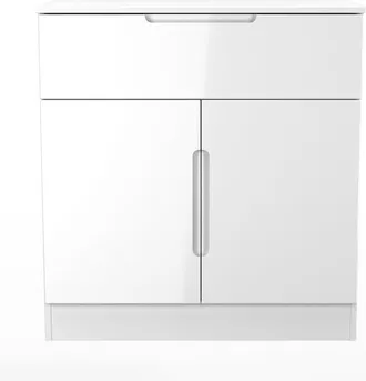 Lewis's Milan 1 Drawer 2 Door Sideboard in White Gloss & White Matt - Ready Assembled - Lewiss Home | TJ Hughes