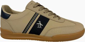 Original Penguin Mens Penguin Gaz Mens Beige/Navy Trainers - Cream - Size: 10