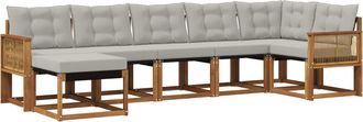 vidaXL Conjunto De Sof&aacute;s De Exterior 7 Uds. Natural Y Gris Claro Vidaxl