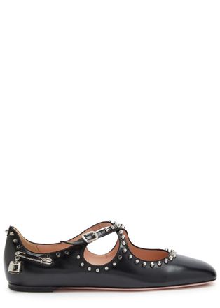 Bally Beliska Studded Leather Ballet Flats - Black - 38 (IT38 / UK5)