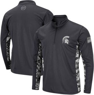Colosseum Mens Colosseum Charcoal Michigan State Spartans OHT Military Appreciation Digital Camo Lightweight Quarter-Zip Pullover at Nordstrom, Size Medium