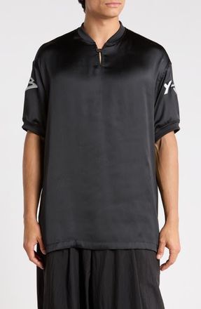 Yohji Yamamoto Liquid Logo Satin Jersey in Black at Nordstrom, Size Xx-Large