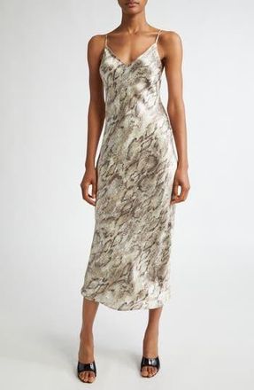 L'agence Seridie Snakeskin Print Silk Slipdress in Tan Multi at Nordstrom Rack, Size 10