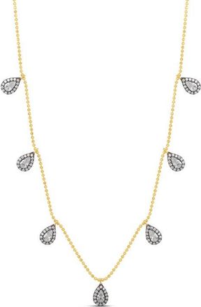 SHYMI Pear Shape Cubic Zirconia Drop Necklace in Gold/black at Nordstrom