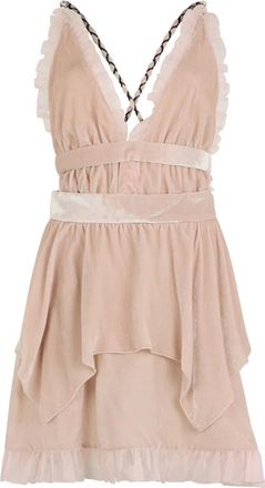 Philosophy di Lorenzo Serafini Kleedjes, Dames, Beige, L, V-neck Ruffle Midi Jurk