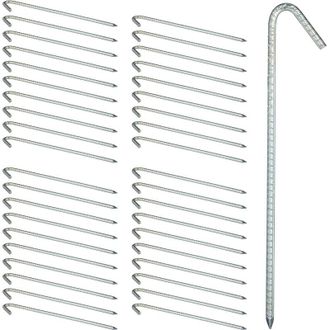 Relaxdays 40x Picchetto XL per Tende, Set da 20, Ancoraggio Stabile, da Campeggio, L: 39cm, Acciaio Zincato, Argento