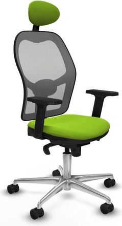 Piqueras y Crespo Piqueras Y Crespo - Jorquera Sincro Malla Gris Similpiel Pistacho Brazos 2d Base Aluminio Cabecero Fijo Ruedas 65mm Nailon