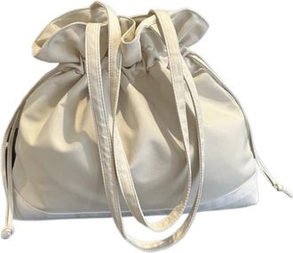 Generic Large Nylon Buet Bag Womens Winter Casual Faion Version Simple Design Soft Oulder Handbag(Off-white)