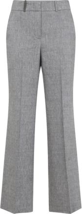 PESERICO Linnen en wollen broek - Dames - Wijde Broeken - Grijs - L - Wol - Broeken