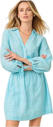 Lilly Pulitzer Abralynn Linen Shirtdress Womens Dress Capri Blue Saint Tropez Stripe : 10