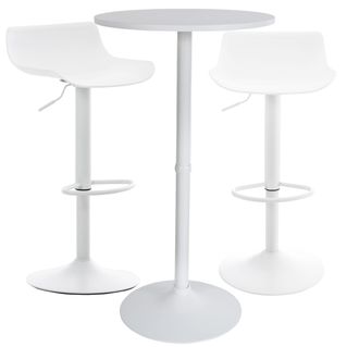 Clp Clp - Conjunto De 2 Taburetes De Bar & 1 Mesa Alta Fernie Blanco