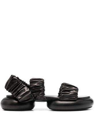 Jil Sander 45mm ruched-strap chunky sandals - women - Rubber/Calf Leather/Calf Leather - 37 - Black