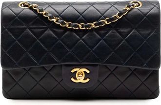 Chanel Borsa a spalla Classic Double Flap media in pelle di agnello 1989-1991 - Blu