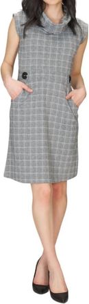 Papillon Plaid Short Sleeve Sweater Dress With Pockets In Grey