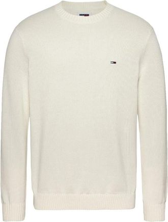 Tommy Hilfiger Luxe Katoenen Trui met Zichtbaar Logo - Heren - Ronde hals truien - Wit - M - Katoen - Truien & Vesten