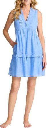 Tommy Bahama Pintuck Sleeveless Cotton Voile Cover-Up Dress in Mountain Bluebell at Nordstrom, Size X-Small