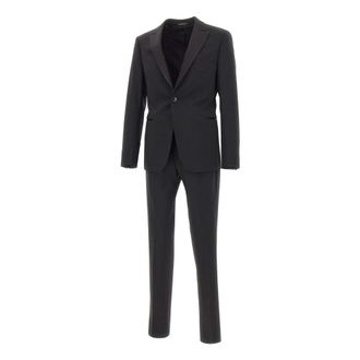 Emporio Armani Single Breasted Suits, male, Black, Size: XL Wool Two-piece Suit