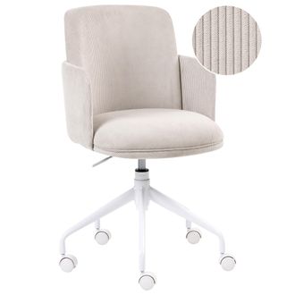 Beliani Silla De Oficina Tapizado De Pana Giratoria Ajuste De Altura Del Asiento Beige Claro Dryden