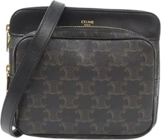 Celine Pre-owned Cross Body Bags, male, Black, Size: ONE SIZE Pre-owned Triomphe Canvas Shoulder Bag