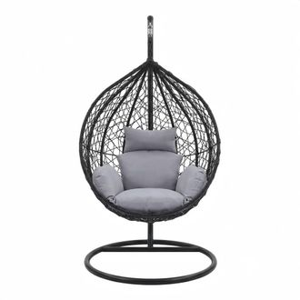 Alivio Big Basket Hanging Egg Chair with Grey Cushion (195 x 120 cm) | Size: 195 x 120 cm