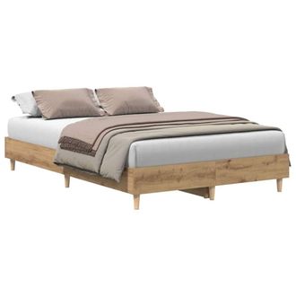 Berkfield Home Bed Frame No Mattress Artisan Oak 135x190 cm Double Engineered Wood in Brown