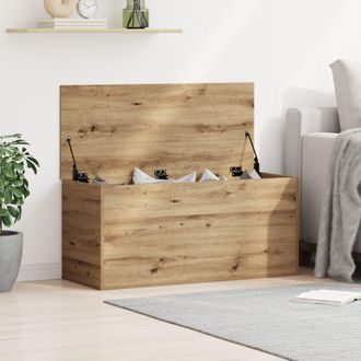 Berkfield Home Storage Box with Lid Artisan Oak 100x42x46 cm Engineered Wood in Brown | Size: 100 x 42 x 46 cm