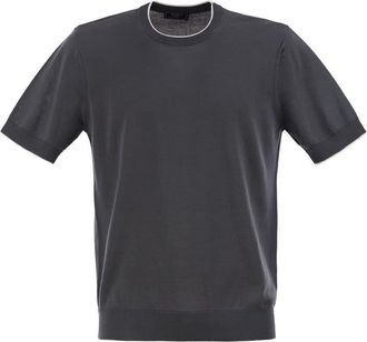 PESERICO Peserico Mens T-shirt In Pure Cotton Yarn - Grey - Size EU 48 (Mens)