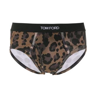 Tom Ford Bottoms, male, Brown, Size: 2XL Animal Print Elasticated Waistband Underwear