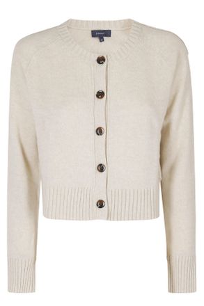 SOEUR Ecru Virginia Cropped Merino Wool Cardigan