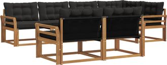 vidaXL Conjunto De Sof&aacute;s De Exterior 7 Uds. Natural Y Negro Vidaxl
