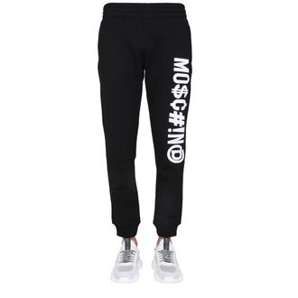 Moschino Embroidered Logo Cotton Joggers - Black