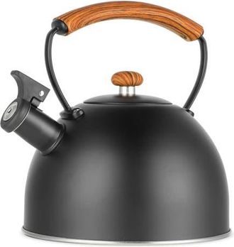 MegaChef 3.2 Quart Whistling Tea Kettle with Wood Grain Nylon Cool Touch Handle, Matte Black at Nordstrom