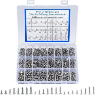 OEM Surtido De 815 Tornillos Autoperforantes Para Madera M3 M4 M5, Tornillos De Acero Inoxidable Con Cabeza Phillips Y Tornillos Autoperforantes Para Chap