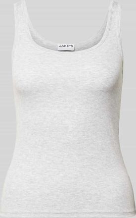 Jake*s Casual Tanktop mit Feinripp und Rundhalsausschnitt in Hellgrau Melange, Gr&ouml;&szlig;e XL