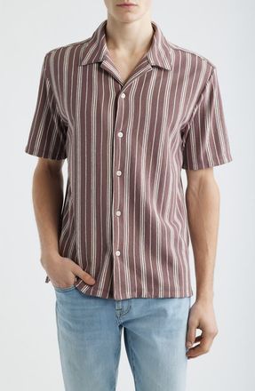 Madewell The Camp Shirt in Seaport Terry in Stripe Chalked Fig at Nordstrom, Size Xx-Large