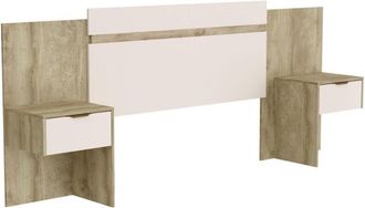 Vente-Unique Vente-unique - Testata letto allungabile con comodini 140/160 cm Naturale e Panna - parati