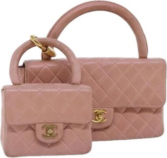 Chanel Pre-owned Vintage Handtas - Dames - Vintage Handtas - Roze - ONE Size - Leer - Vintage