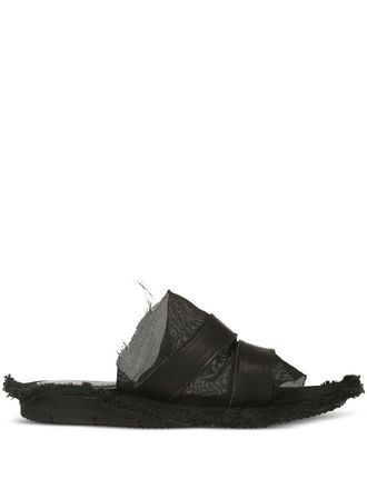Yohji Yamamoto frayed layered sandals - women - Leather - 36 - Black