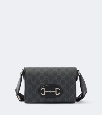 Gucci GG Supreme leather-trimmed canvas crossbody bag
