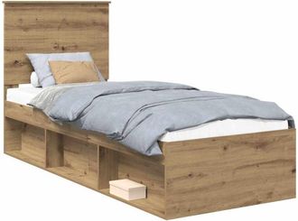 vidaXL Bed Frame Artisian Oak 75 x 190 cm Solid Pine Wood vidaXL