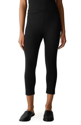 Eileen Fisher High Waist Stretch Organic Cotton Capri Leggings in Black at Nordstrom, Size Xx-Small