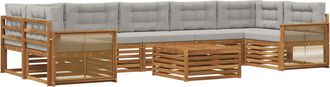 vidaXL Conjunto De Sof&aacute;s De Exterior 8 Uds. Natural Y Gris Claro Vidaxl