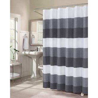 Dainty Home Shades Ombré Waffle Texture Shower Curtain in Black at Nordstrom Rack