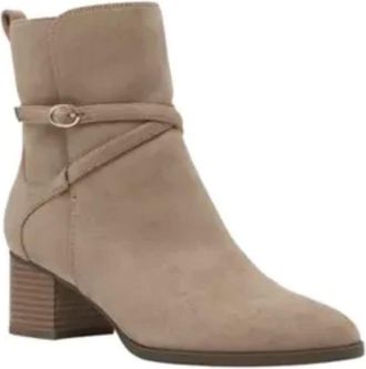 Anne Klein Moore Bootie Womens Sand Leather Block Heel Ankle Boots LION3