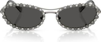 Swarovski 56mm Oval Sunglasses in Gunmetal /Dark Grey at Nordstrom